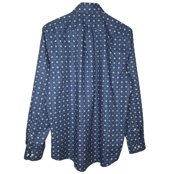 Lands End Traditional Fit No Iron Twill Mens Geo Print Button Shirt 15 - 15 1/2 - Picture 2 of 15
